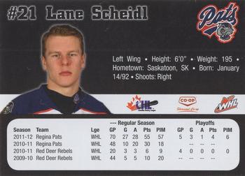 2012-13 Co-op Regina Pats (WHL) #NNO Lane Scheidl Back