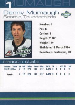 2012-13 Booster Club Seattle Thunderbirds (WHL) #2 Danny Mumaugh Back