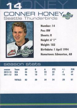2012-13 Booster Club Seattle Thunderbirds (WHL) #11 Connor Honey Back