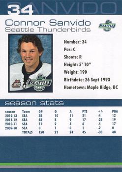 2012-13 Booster Club Seattle Thunderbirds (WHL) #26 Connor Sanvido Back