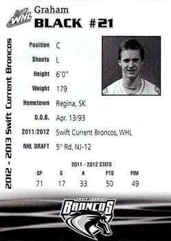 2012-13 Swift Current Broncos (WHL) #8 Graham Black Back