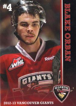 2012-13 Vancouver Giants (WHL) #NNO Blake Orban Front