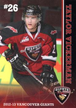 2012-13 Vancouver Giants (WHL) #NNO Taylor Vickerman Front