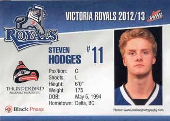 2012-13 Black Press Victoria Royals (WHL) #13 Steven Hodges Back