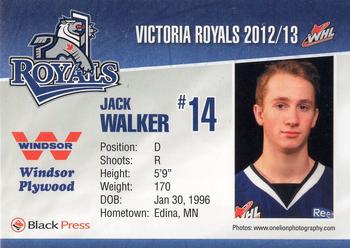 2012-13 Black Press Victoria Royals (WHL) #22 Jack Walker Back