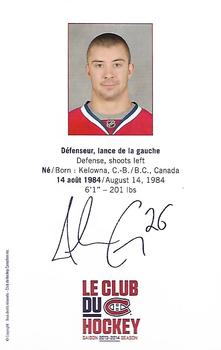2013-14 Montreal Canadiens #NNO Josh Gorges Back