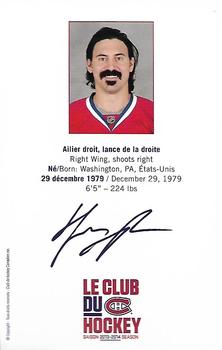 2013-14 Montreal Canadiens #NNO George Parros Back