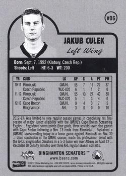 2013-14 Choice Binghamton Senators (AHL) #6 Jakub Culek Back
