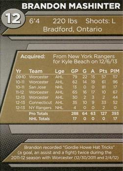 2013-14 Rockford Register Star Rockford IceHogs (AHL) #NNO Brandon Mashinter Back
