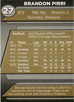 2013-14 Rockford Register Star Rockford IceHogs (AHL) #NNO Brandon Pirri Back