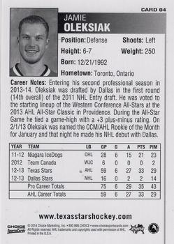2013-14 Choice Texas Stars (AHL) #4 Jamie Oleksiak Back