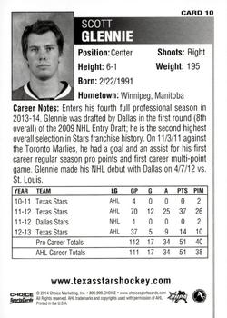 2013-14 Choice Texas Stars (AHL) #10 Scott Glennie Back