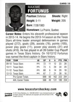 2013-14 Choice Texas Stars (AHL) #13 Maxime Fortunus Back
