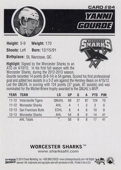 2013-14 Choice Worcester Sharks (AHL) #24 Yanni Gourde Back