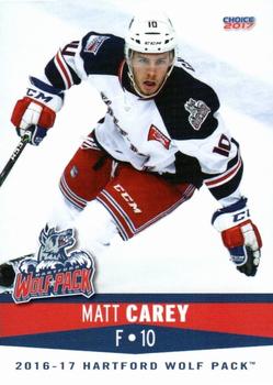 2016-17 Choice Hartford Wolf Pack (AHL) #3 Matt Carey Front