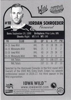 2016-17 Choice Iowa Wild (AHL) #22 Jordan Schroeder Back