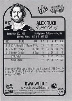 2016-17 Choice Iowa Wild (AHL) #25 Alex Tuch Back