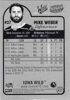 2016-17 Choice Iowa Wild (AHL) #27 Mike Weber Back