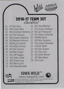 2016-17 Choice Iowa Wild (AHL) #NNO Header Card Back