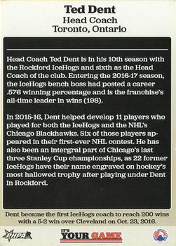 2016-17 Rockford Register Star Rockford IceHogs (AHL) #NNO Ted Dent Back