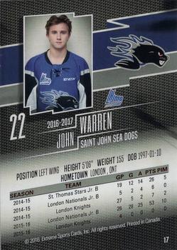 2016-17 Extreme Saint John Sea Dogs QMJHL #17 John Warren Back