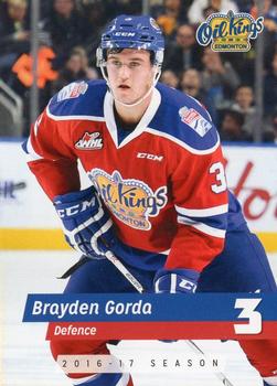 2016-17 Edmonton Oil Kings (WHL) #NNO Brayden Gorda Front