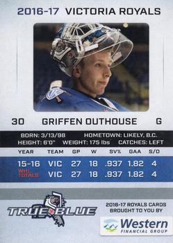 2016-17 True Blue Victoria Royals (WHL) #14 Griffen Outhouse Back