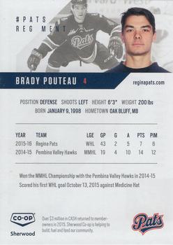 2016-17 Co-op Regina Pats (WHL) #3 Brady Pouteau Back