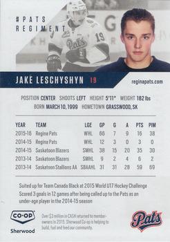 2016-17 Co-op Regina Pats (WHL) #8 Jake Leschyshyn Back