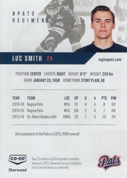 2016-17 Co-op Regina Pats (WHL) #9 Luc Smith Back
