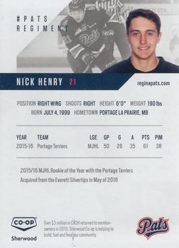 2016-17 Co-op Regina Pats (WHL) #10 Nick Henry Back