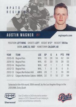 2016-17 Co-op Regina Pats (WHL) #13 Austin Wagner Back