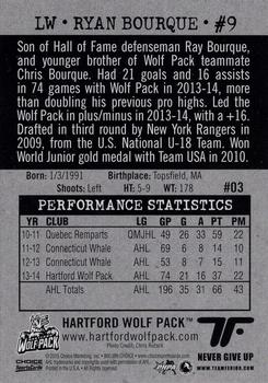 2014-15 Choice Hartford Wolf Pack (AHL) #3 Ryan Bourque Back