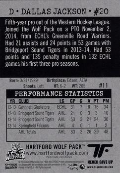 2014-15 Choice Hartford Wolf Pack (AHL) #11 Dallas Jackson Back
