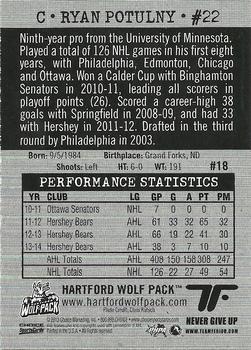 2014-15 Choice Hartford Wolf Pack (AHL) #18 Ryan Potulny Back