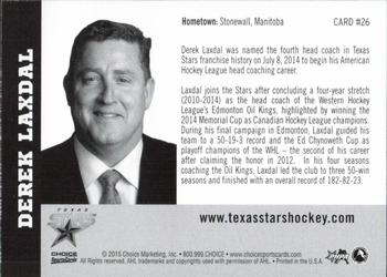 2014-15 Choice Texas Stars (AHL) #26 Derek Laxdal Back