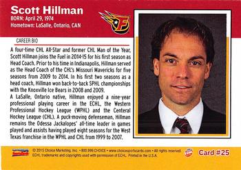 2014-15 Choice Indy Fuel (ECHL) #25 Scott Hillman Back