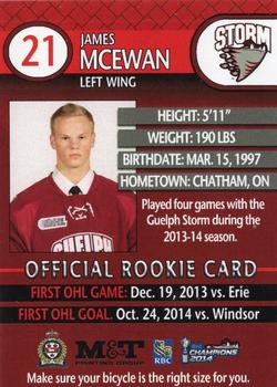 2014-15 M&T Printing Guelph Storm (OHL) #A-09 James McEwan Back