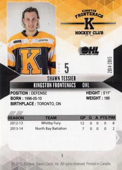 2014-15 Extreme Kingston Frontenacs OHL #3 Shawn Tessier Back