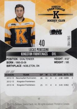 2014-15 Extreme Kingston Frontenacs OHL #17 Lucas Peressini Back