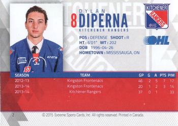 2014-15 Kitchener Rangers (OHL) Autograph Set #2 Dylan DiPerna Back