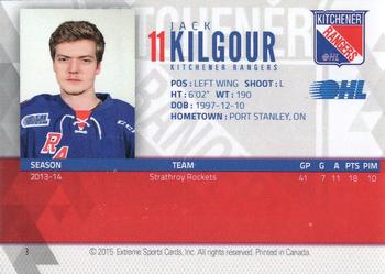 2014-15 Kitchener Rangers (OHL) Autograph Set #3 Jack Kilgour Back