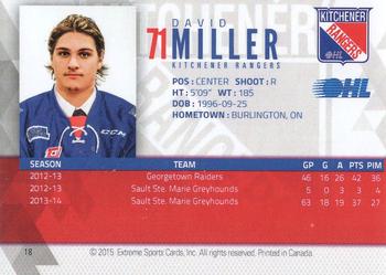 2014-15 Kitchener Rangers (OHL) Autograph Set #18 David Miller Back