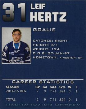 2014-15 Mississauga Steelheads (OHL) #15 Leif Hertz Back