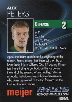 2014-15 Plymouth Whalers (OHL)  25th Anniversary Set #NNO Alex Peters Back