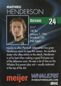2014-15 Plymouth Whalers (OHL)  25th Anniversary Set #NNO Mathieu Henderson Back