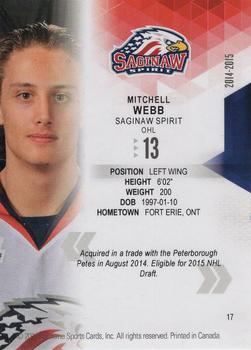 2014-15 Extreme Saginaw Spirit OHL #17 Mitchell Webb Back