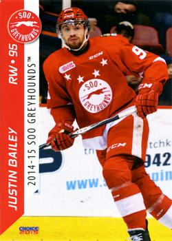 2014-15 Sault Ste. Marie Greyhounds (OHL) Update Set #28 Justin Bailey Front