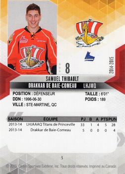 2014-15 Extreme Baie-Comeau Drakkar (QMJHL) #5 Samuel Thibault Back