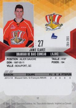 2014-15 Extreme Baie-Comeau Drakkar (QMJHL) #17 Jamie Clavet Back